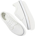 Mens White Casual Shoes All Black Fashion Sneakers for Men Low Top Lace Up Canvas Shoes