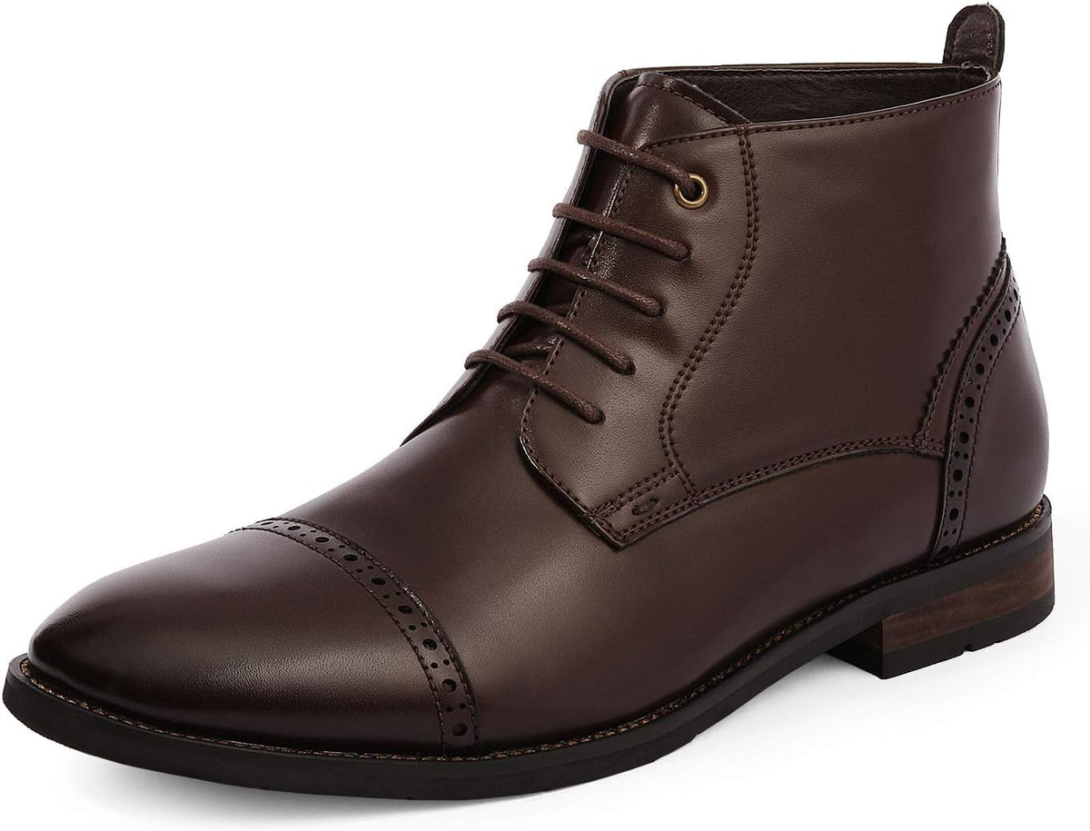 Men's Cap Toe Oxford Ankle Boots Elegant Dress Shoes