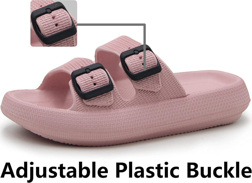 Unisex Double Buckle Adjustable Comfort Sandals Casual Flat Shoes