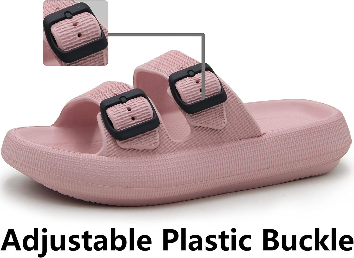 Unisex Double Buckle Adjustable Comfort Sandals Casual Flat Shoes