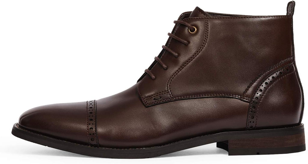 Men's Cap Toe Oxford Ankle Boots Elegant Dress Shoes