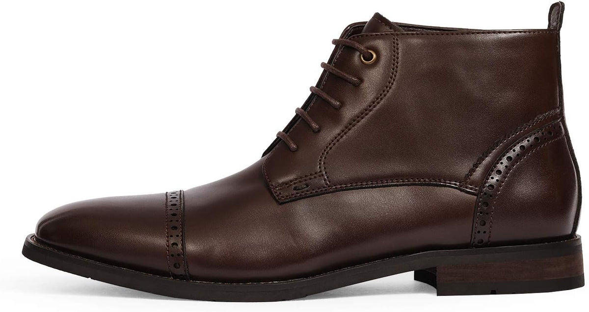 Men's Cap Toe Oxford Ankle Boots Elegant Dress Shoes
