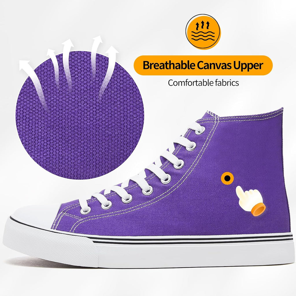 Men's High Top Canvas Sneakers Lace-Up Classic Casual Shoes